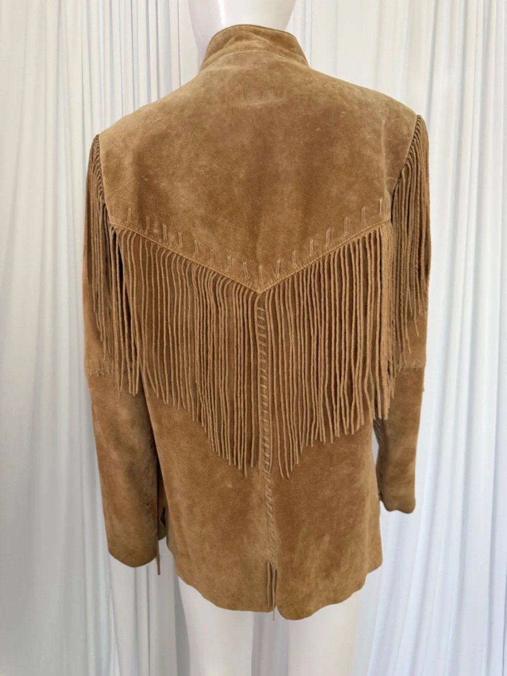 Scully Genuine Suede Leather Fringe Western Jacket Tan Camel Size L
